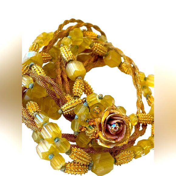 HATTIE CARNEGIE Jewelry - VINTAGE HATTIE CARNEGIE GLASS BEADED THREE STRAND TORSADE NECKLACE 20 3/4”